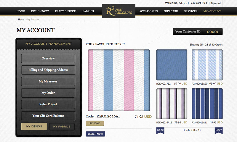 R2 Fine Tailoring : My Account Design Sundae
