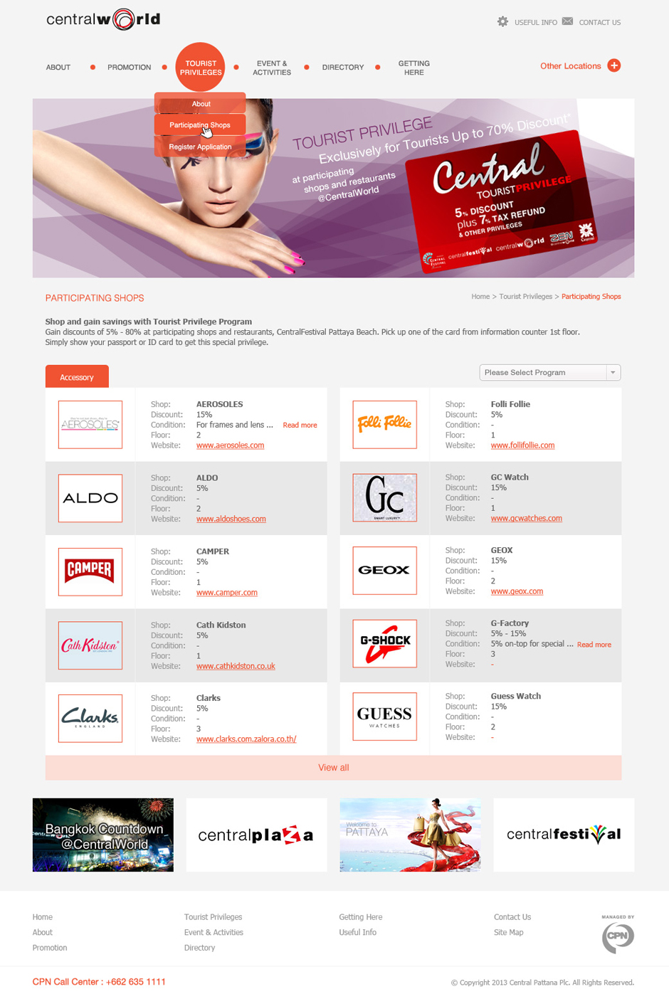 Central Tourist : Participating Shops Page Design Sundae