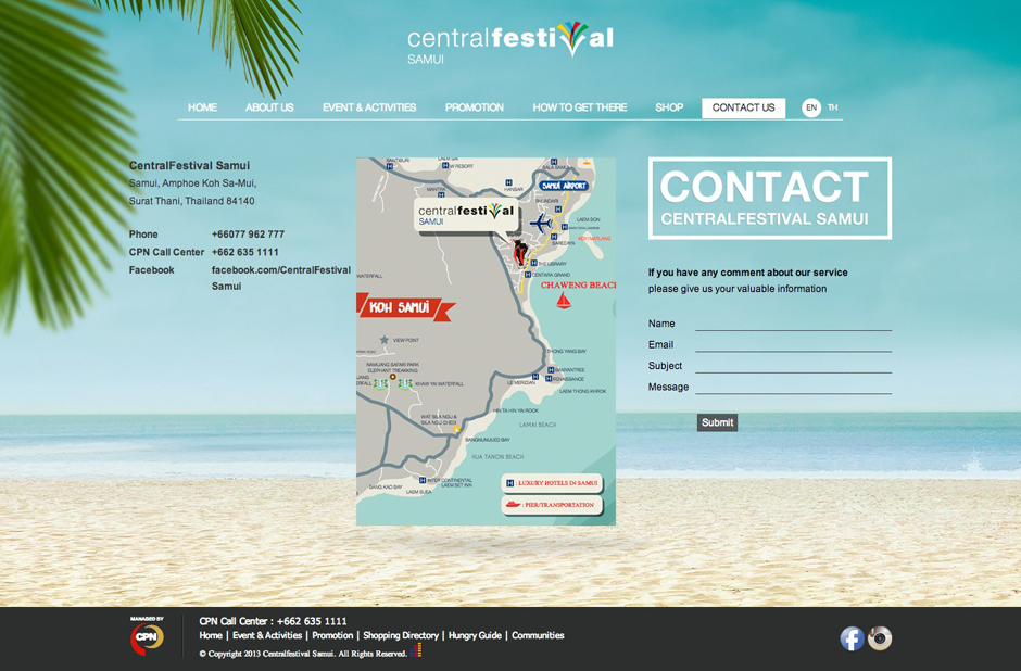 Central Festival Samui Contact us Page Design Sundae