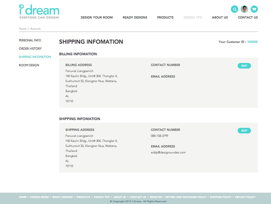 I Dream : Shipping Information Design Sundae