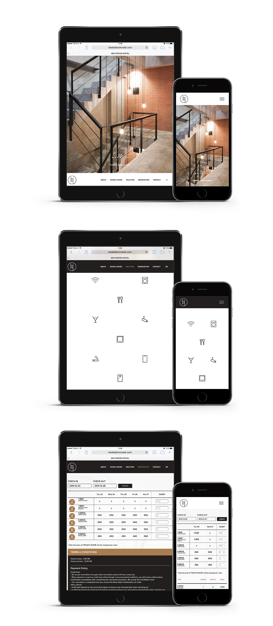 Bed Station Hostel : iPad & iPhone Design Sundae