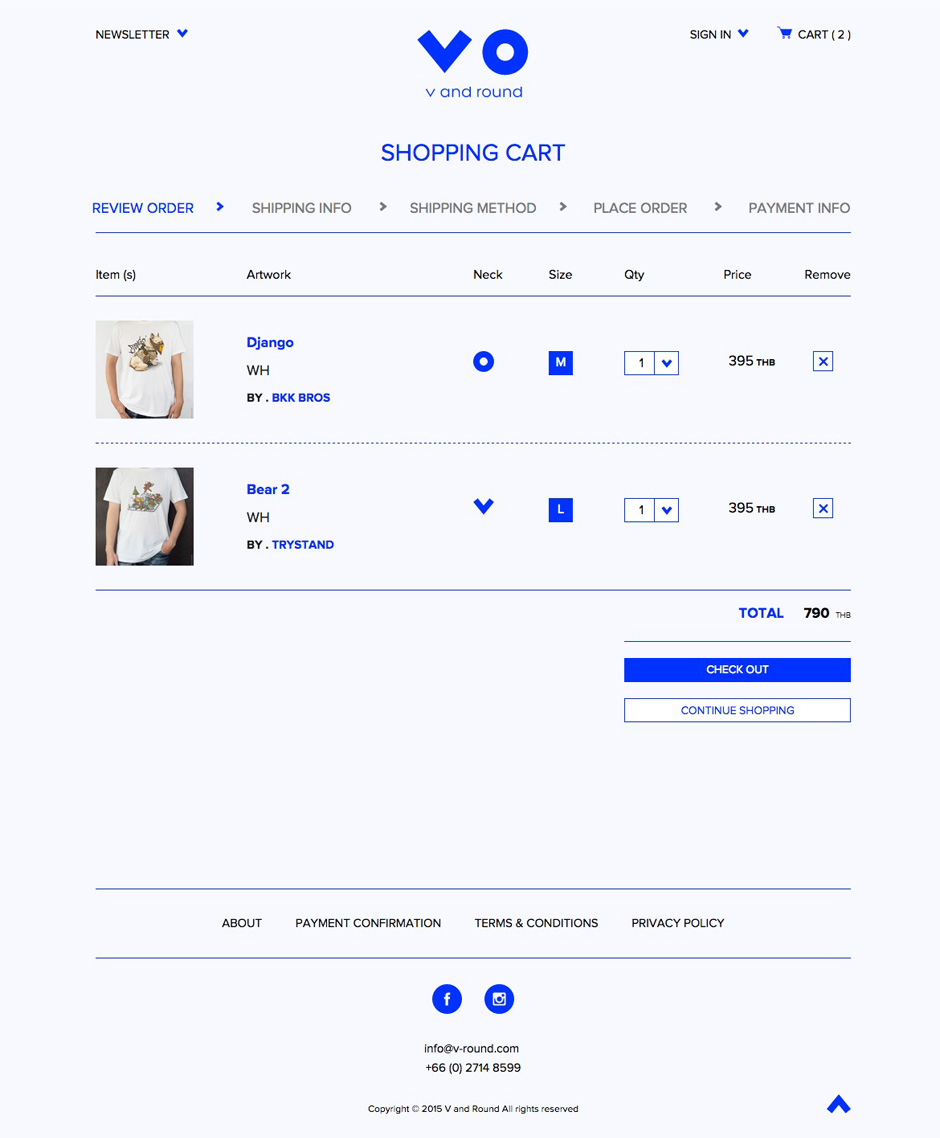 V and Round Cart Page Design Sundae