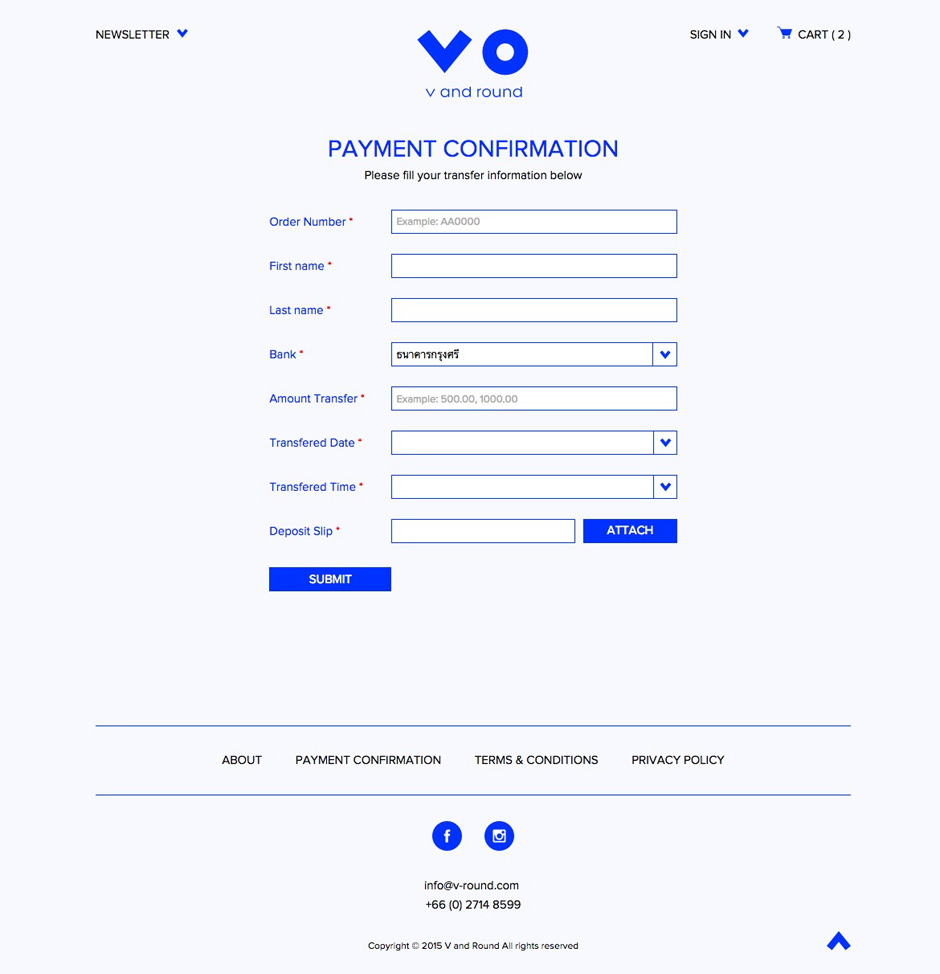 V and Round Confirmation Page Design Sundae